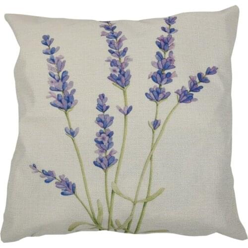 Lavender Flax Pillow Case Car Sofa Bed Waist Throw Cushion Covers Home-Decor 18 inch Six lavender