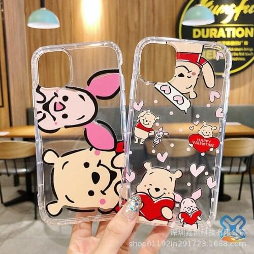 Disney Winnie The Pooh Phone Case for IPhone X / XS / XR / 11 / 12 / Pro / Cartoon Cute Style Anti-fall Silicone Case