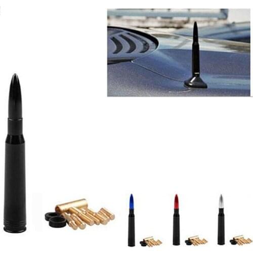 Black Aluminum Car SUV Roof Bullet Antenna Cal Caliber Bullet Ammo Short Antenna Kit