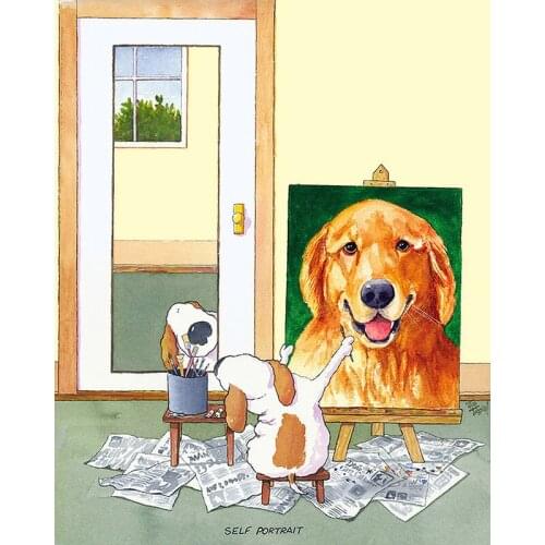 DIY Painting By Numbers Dog Self Portrait Kit Oil Picture By Numbers Animal Wall Art Painting on Canvas Home Decoration Gift