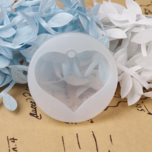 Doreen Box Silicone Resin Mold For Jewelry Making Round White Heart DIY Fashion Jewelry Accessories 5cm(2") Dia., 4 PCs