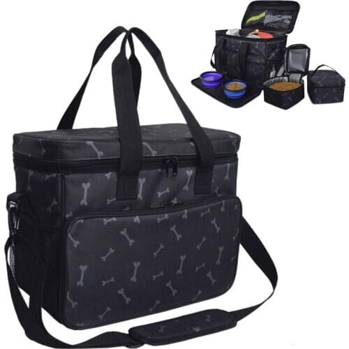 Pet Travel Shoulder Bag Multi-function Dog Food Tote Carrier Container Organizer