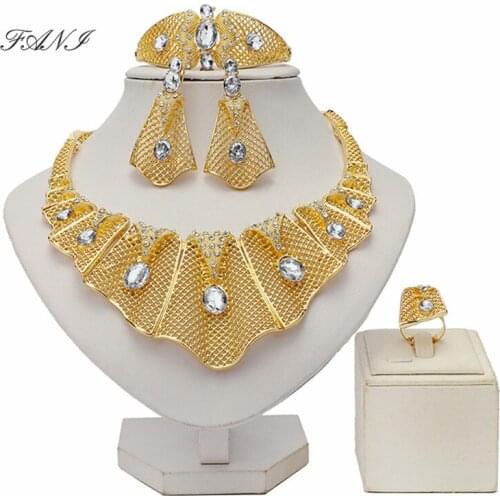 Fani 2021 dubai gold colorful jewelry set italian Bridal jewelry set nigerian wedding woman accessories jewelry set Wholesale