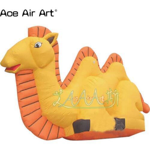 Giant sitting inflatable cartoon animal, orange inflatable camel cartoon air model for sale
