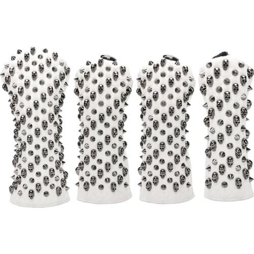 Golf Club #1 #3 #5 Golf Headcovers Skull Rivet Driver Fairway Woods putter cover PU Leather Head Covers Golf set Protector