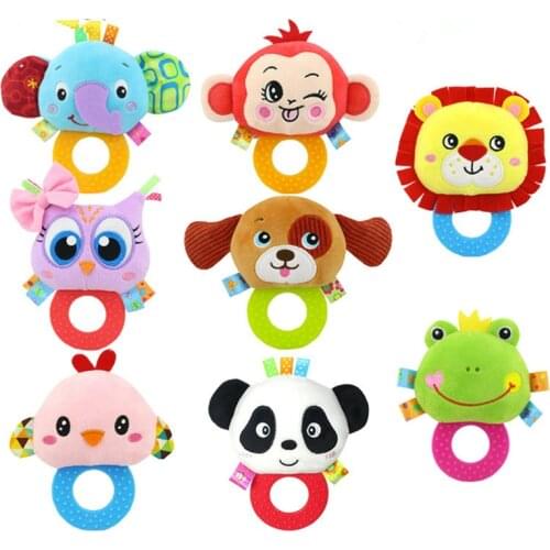 Newborn Baby Toys 0-12 Months Cartoon Animal Owl/Elephant Baby Boy Girl Rattles Hand Bell Infant Toddler Plush Toys jouet enfant