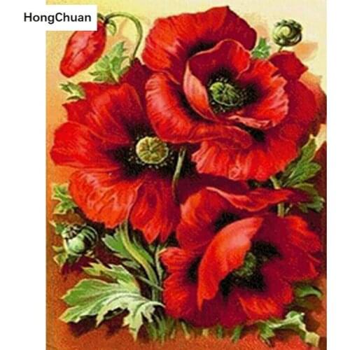 Red Flower Mural Fast Delivery 5D DIY Square/Round Diamond Painting Embroidery Mosaic Home Decoration Cross Stitch Gift New Year