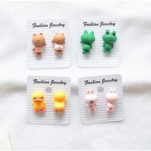 Korean Fashion Funny Resin Stud Earrings for Women Creative Cute Frog Cartoons Simple Earring Personality Party Jewelry Gift