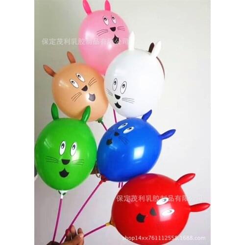 10pcs Random printed latex balloon rabbit shaped childrens toy ball cartoon animal balloons birthday decoration