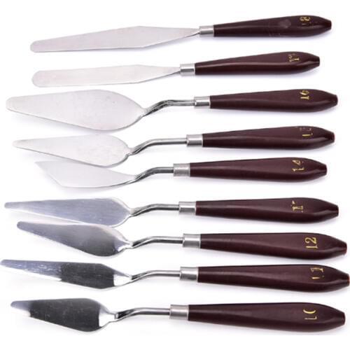 Brown Handle Oil Painting Palette Knife 18pcs/set Painting Stainless Steel Scraper Spatula Flexible Shovel Tools Art Supplies