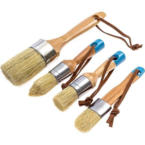 Chalk and Wax Pure Bristle Brushes - Hand Made Multi-Use Brushes - Complete Set (4 Brushes)