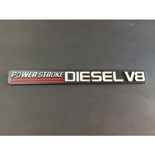 Power Stroke Diesel V8 Door Nameplate Emblem Black red & Chrome