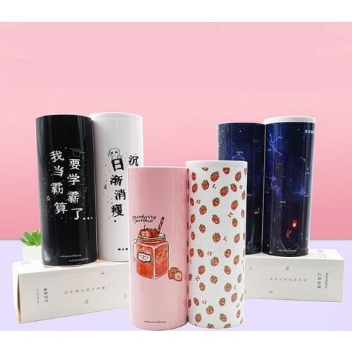 2021 New Multifunctional Cylindrical Pencil Case Large Capacity Double Layer Learning Office Products Cosmetic Carry Storage Box