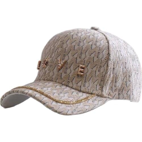 2021 New Trendy Womens Hat Fashion Brand Sparkling Diamond LOVE Letter Baseball Cap for Women Retro Checkered Caps Girls
