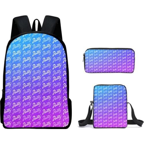 2021 New 3pcs/Set Backpack Runty Fashion Backpack Shoulder Bags 3D Print Hip hop School Bag Student Backpack