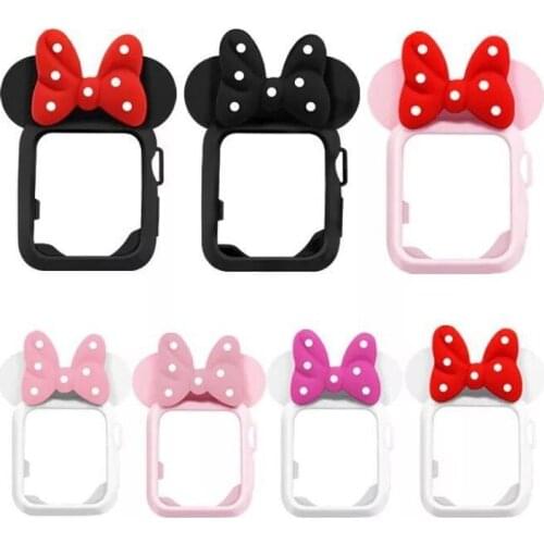 New Disney Mickey Minnie for Apple Watch Protective Sleeve Bowknot Mickey Minnie Sport Soft Shell Apple Iwatch1 2 3 Watch Strap