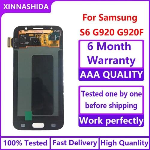 New Super AMOLED LCD S6 G920 G920F Display 100% Tested Working Touch Screen Assembly For Samsung Galaxy s6 Black White Gold