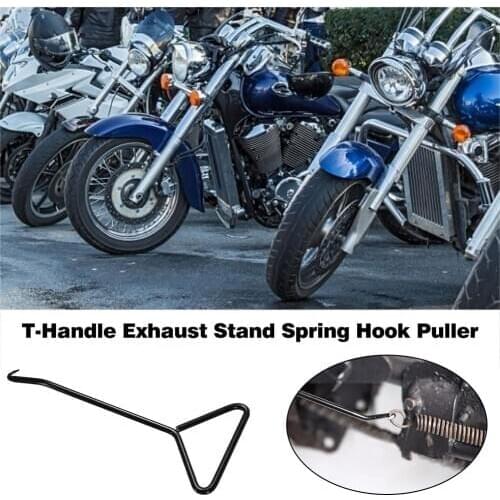 Motorcycle T-Handle Exhaust Stand Spring Hook Stainless Steel Exhaust Stand Puller Tool Motocross Dirt Bike Scooters Accessories