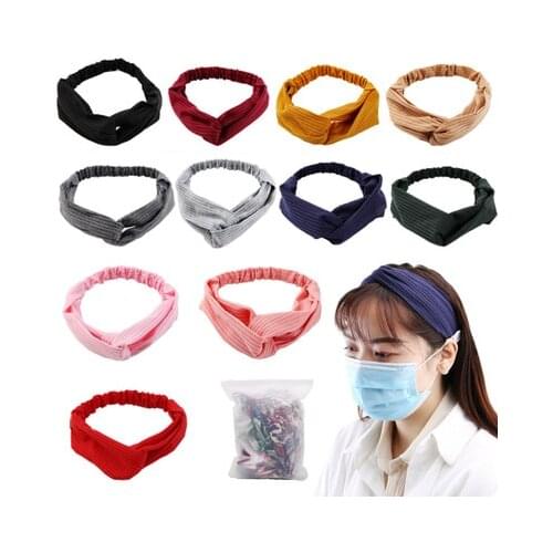 Unisex Doctor Nurse Button Headband Cute Stethoscope Heart Printed Headwrap Protect Ears Face Mask Holder Elastic Turban