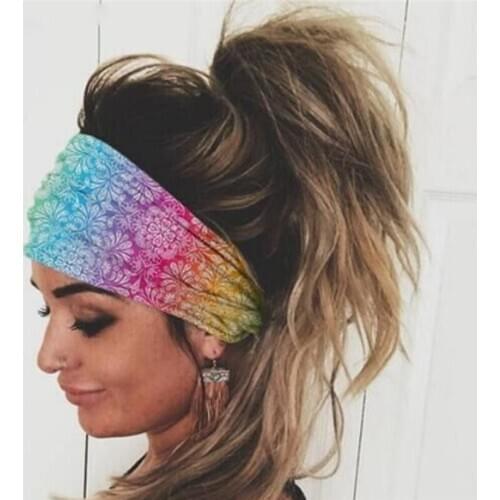 Print Stretch Cotton Headband For Women Elastic Headwear Turban Head Scarf Ladies Bandage Head Wrap Hair Accessories