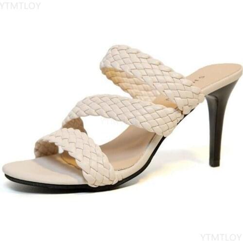 Sandals Heels Womens Shoes 2021 Summer Ladies Slip On Female Sexy Slippers High Heels Zapatillas Mujer Casa Sapatos Femininos