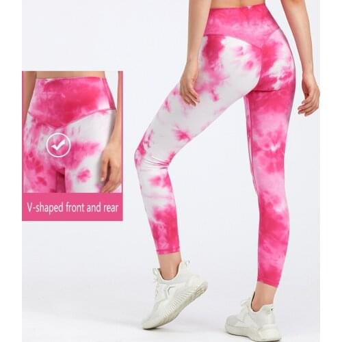 SDFHSFH New Tie-dye Fitness Yoga Pants Womens Tight-Fitting Sports Yoga Clothes Peach Hips High Waist Women Workout Leggins