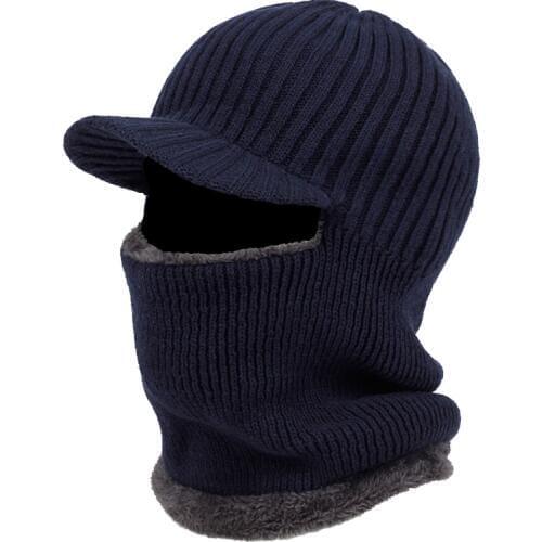2019 new hooded wool cap riding windproof cold hat plus velvet thickening hooded fashion outdoor warm hat collar winter caps