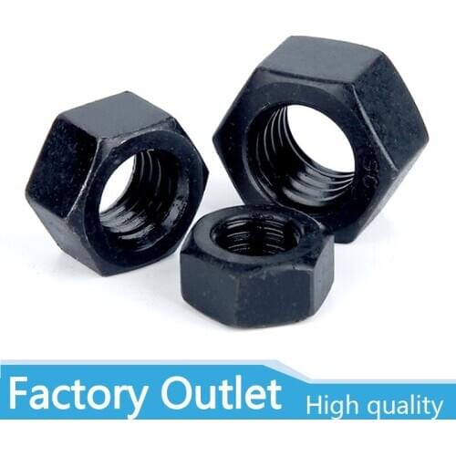 Hexagon Hex Nuts M2 M2.5 M3 M4 M5 M6 M8 M10 M12 M14 M16 M18 M20 M22 M24 M27 M30 M36 black oxide carbon steel metric hex nuts