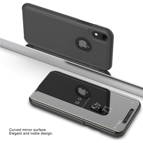 Smart Flip Stand Mirror Case For iphone XS Max Case Clear View PU Leather Cover For iphone XR Case iphoneXS Max