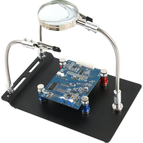 Welding Magnifying Glass Loupe Third Hand 3X Magnifier Glass Soldering Iron Holder Repair Tools Magnetic PCB Board Fixed Clip