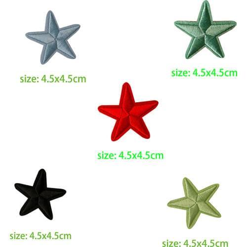 Red Black Dark Rreen Star icon Embroidered Applique Patches for Clothes Stickers DIY Iron on Badges on the Backpack