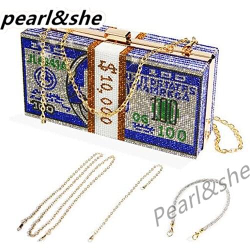 Money Clutch Purses for Women Stack of Cash Dollars Crystal Clutch Purses Evening Bags Shiny Rhinestone Clutch