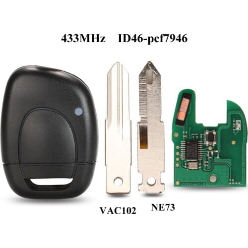 1 button Car Remote Alarm Key Fit for Renault Master Kangoo Clio Twingo PCF7946 Chip 433MHZ