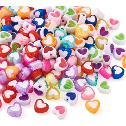 1Set Opaque Acrylic Heart Beads For DIY Bracelet Necklace Earring Jewelry making Decor Accessories Mix Color