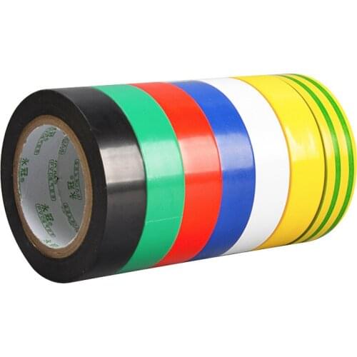 1pcs Electrical Tape Insulation Adhesive Tape Waterproof PVC 17mm Wide High-temperature Tape 9M long 7 colors Free shipping