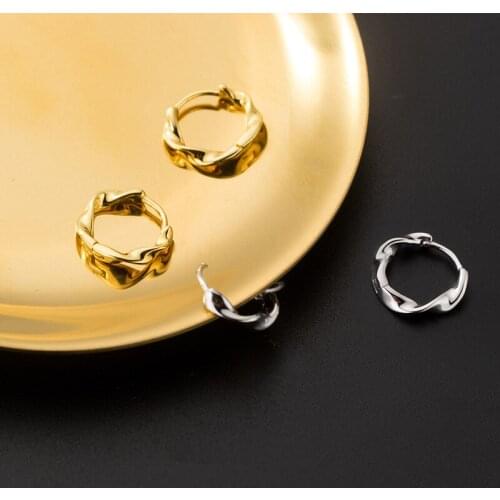 100% 925 Sterling Silver Minimalist Twist Round Circle Hoop Earrings For Women Girls Knot Earring Silver S925 Jewelry Gift