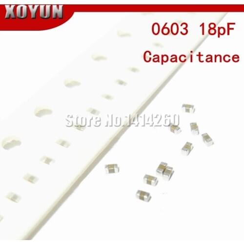 100pcs 0603 18pF NPO Error 5% 50V 0603 18P SMD Thick Film Chip Multilayer Ceramic Capacitor