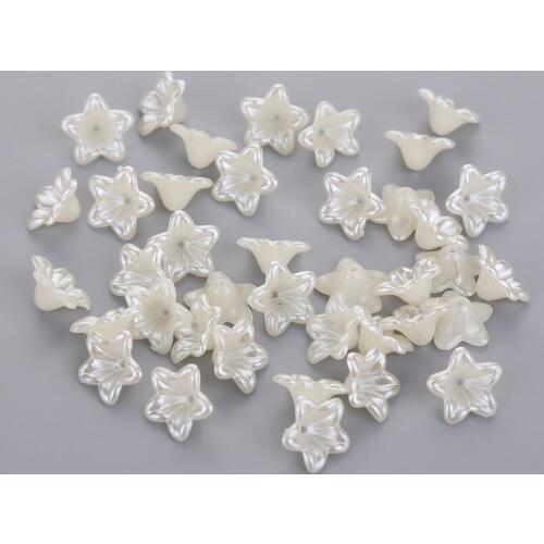 13mm 1000pcs Ivory Color Imitation ABS Flower pearl Beads Caps For Jewelry Accessories DIY Receptacle Beads