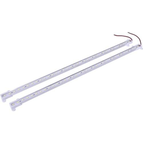 2x 50CM 12V 36 LED 5630 SMD Hard Strip Light Aluminum Shell With End Cap White