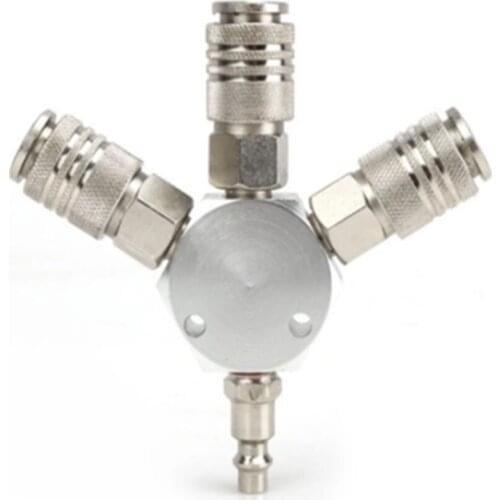 3-WAY MANIFOLD Quick Coupler 1/4''NPT Connector Air Hose Coupling Pneumatic Tools European American Universal Style