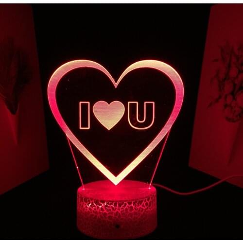 Valentine Series 3D Lamp Love Pattern Ornament With Letter White Base for Home Decor Couple Children Festival Birthday Gifts