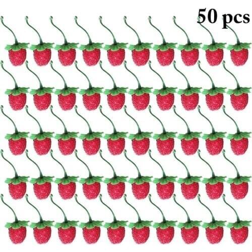 50PCS Artificial Fruits Lifelike Realistic Strawberry Fruit Decors Foam Fruits Ornament Craft Photography props Window Decor
