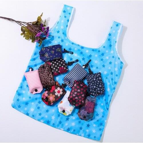 65PCS / LOT Printing Folding Reusable Shopping Bags Portable And Waterproof Green Environmental Storage Bag