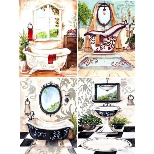 5D DIY Diamond Painting Full Square Drill Bathroom View Embroidery Cross Stitch Gift Home Decoration