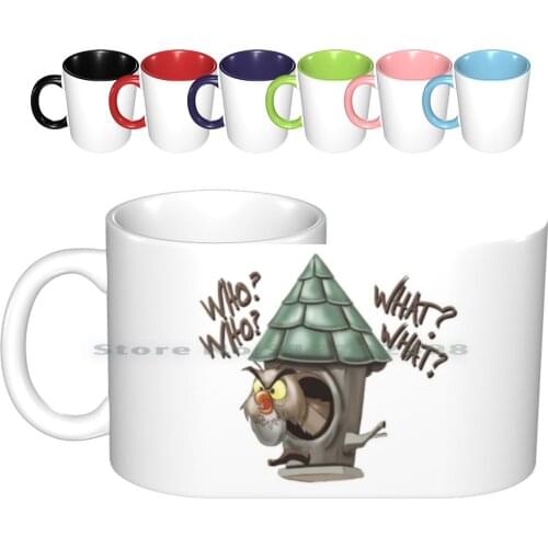 Archimedes Who Who What What ? Ceramic Mugs Coffee Cups Milk Tea Mug Sword In Stone Archimedes Cartoon Owl Hoot Funny Cool New