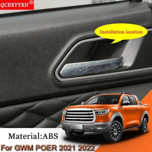 Car Styling ABS Car Interior Door Bowl Stickers Sequins Cover Frame Automobiles Accessories For Great Wall GWM POER 2021 2022