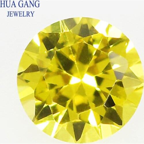 20# Yellow Stone Corundum Synthetic Gems Round Brilliant Cut Beads For Jewelry Making 0.8-8mm AAAAA Quality