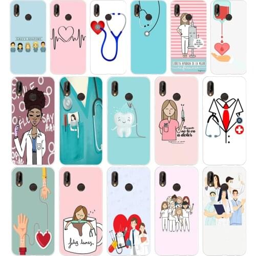 022FG Cartoon Medicine Nurse Doctor Dentist Soft Silicone Tpu Cover Case for huawei Mate P20 P30 Llte Pro Y6 Y7 2019