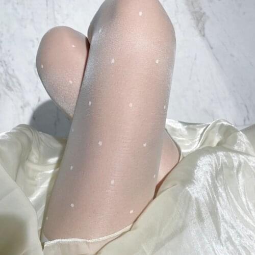Japanese Retro Fairy Little Polka Dot Lace White Stockings Can Be Sweet and Salty Black Silk Pantyhose Fish Net Stockings