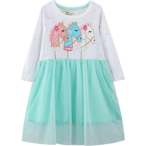 Horse Sequins Princess Dress Kids Autumn Winter Dresses for Girls Girls Long Sleeve Party Vestidos Baby Girl Children Clothing